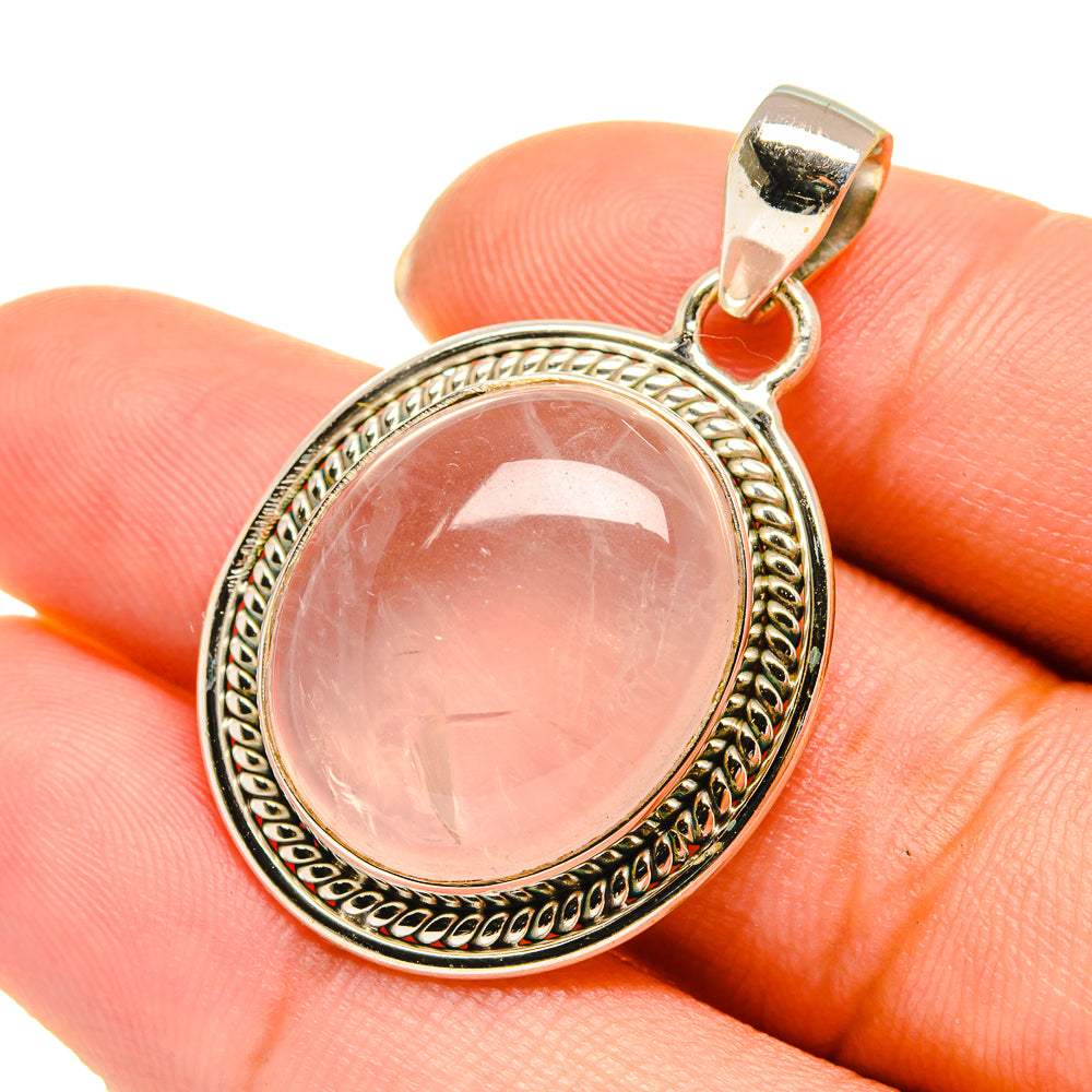 Rose Quartz Pendants handcrafted by Anasilvercos - PD5760