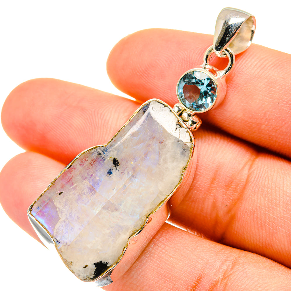 Rainbow Moonstone Pendants handcrafted by Anasilvercos - PD5837