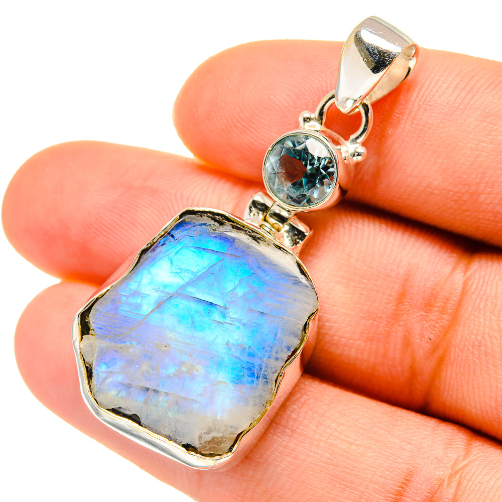 Rainbow Moonstone Pendants handcrafted by Anasilvercos - PD5871