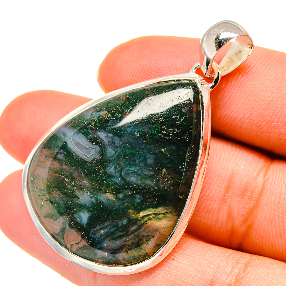 Green Moss Agate Pendants handcrafted by Anasilvercos - PD5895
