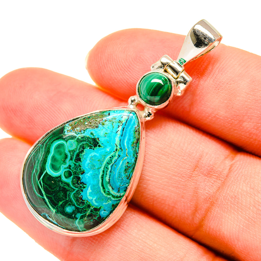 Malachite In Chrysocolla Pendants handcrafted by Anasilvercos - PD5947