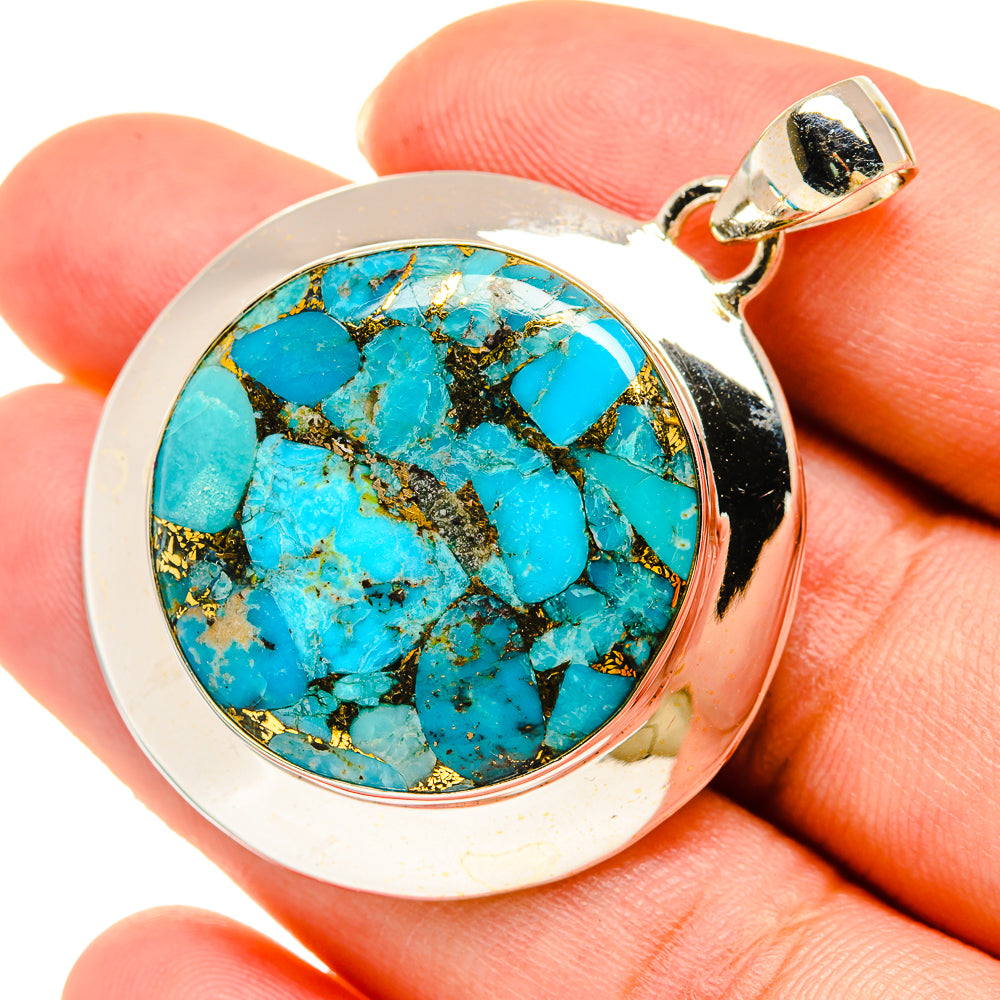 Blue Copper Composite Turquoise Pendants handcrafted by Anasilvercos - PD5979