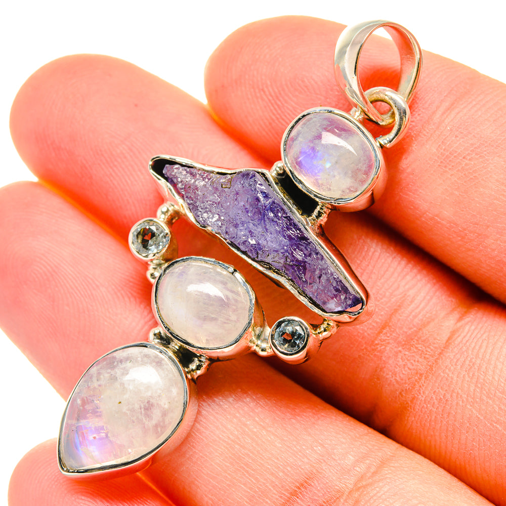 Rainbow Moonstone Pendants handcrafted by Anasilvercos - PD6032