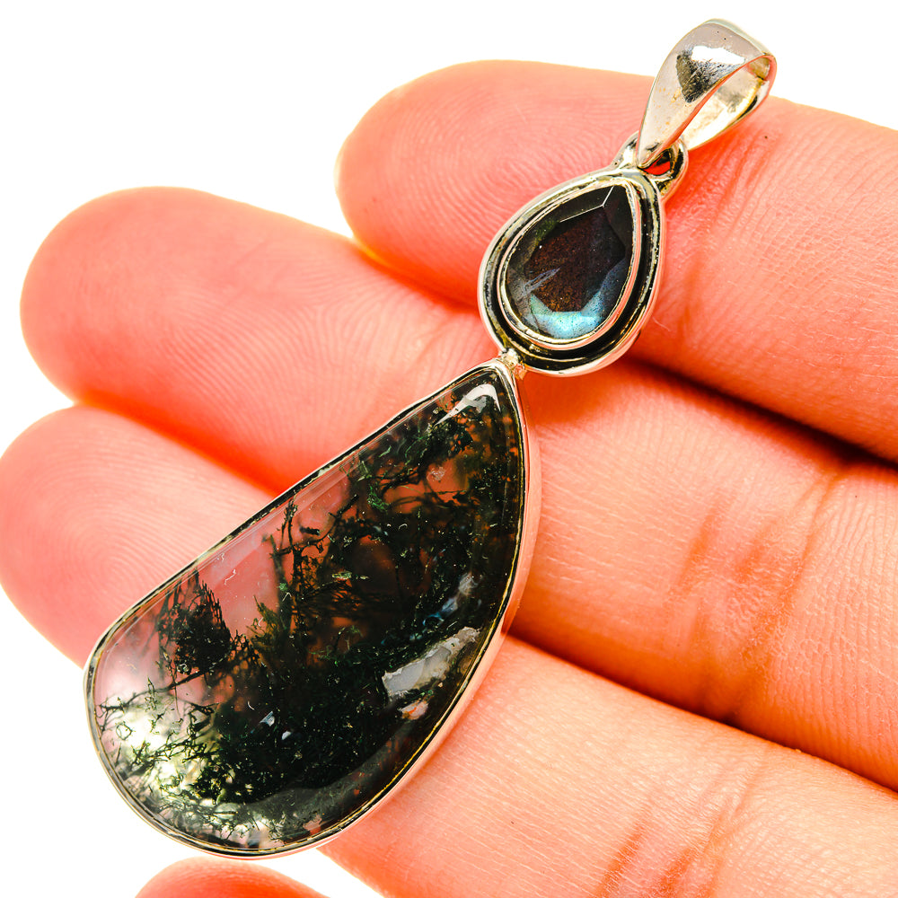 Green Moss Agate Pendants handcrafted by Anasilvercos - PD6036