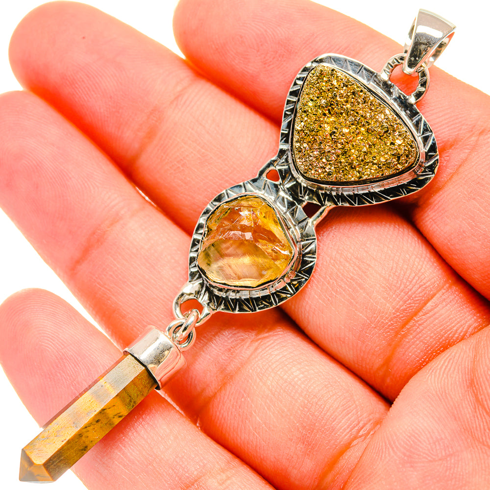 Spectro Pyrite Druzy Pendants handcrafted by Anasilvercos - PD6051