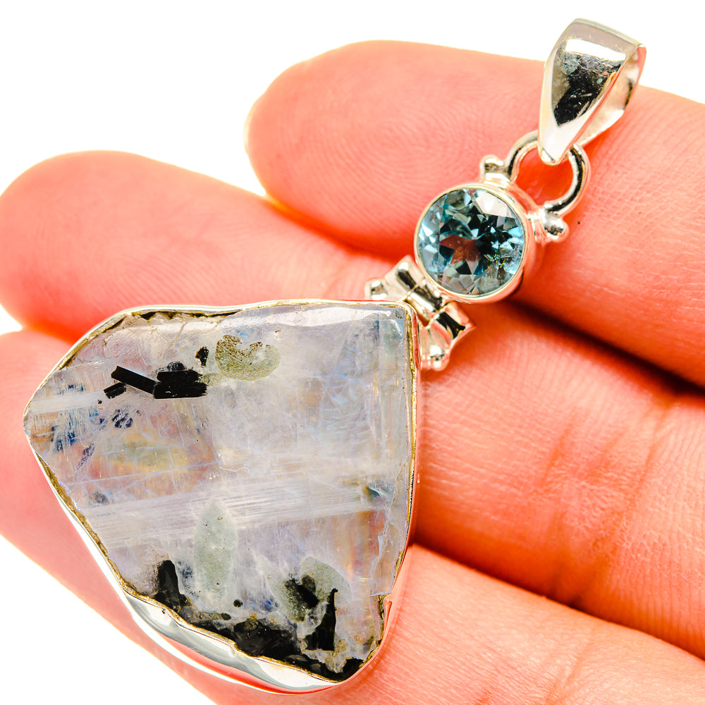 Rainbow Moonstone Pendants handcrafted by Anasilvercos - PD6058