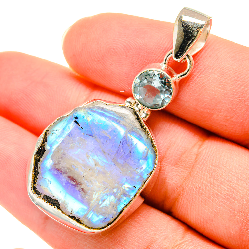 Rainbow Moonstone Pendants handcrafted by Anasilvercos - PD6070