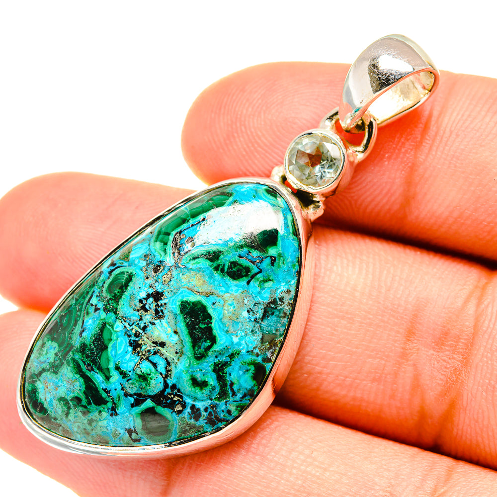 Malachite In Chrysocolla Pendants handcrafted by Anasilvercos - PD6104
