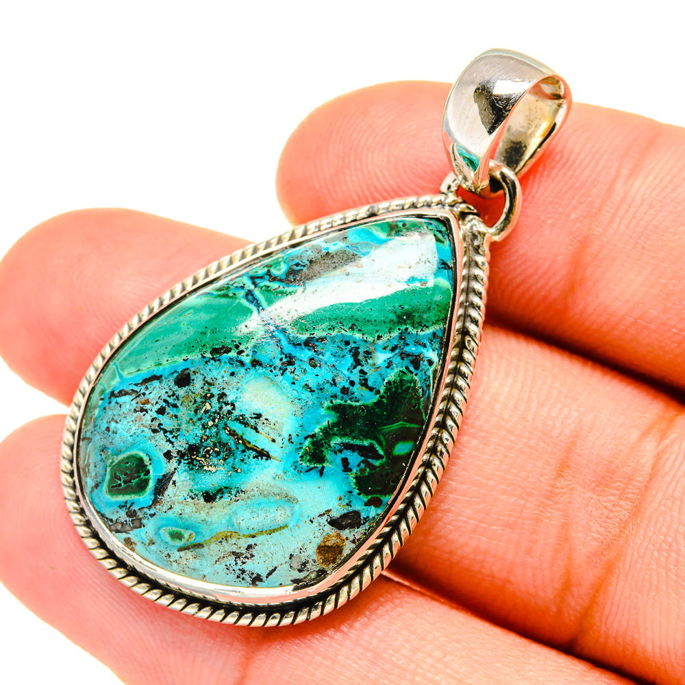 Malachite In Chrysocolla Pendants handcrafted by Anasilvercos - PD6105