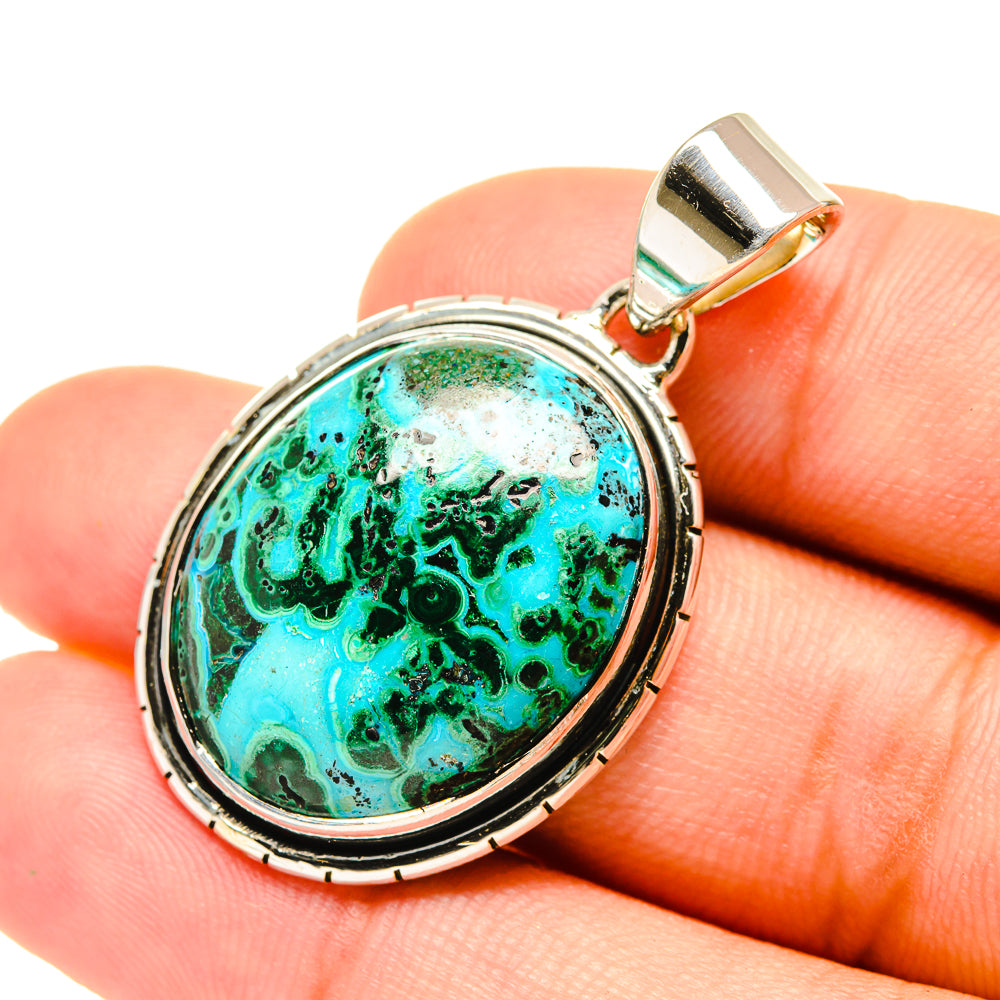 Malachite In Chrysocolla Pendants handcrafted by Anasilvercos - PD6107
