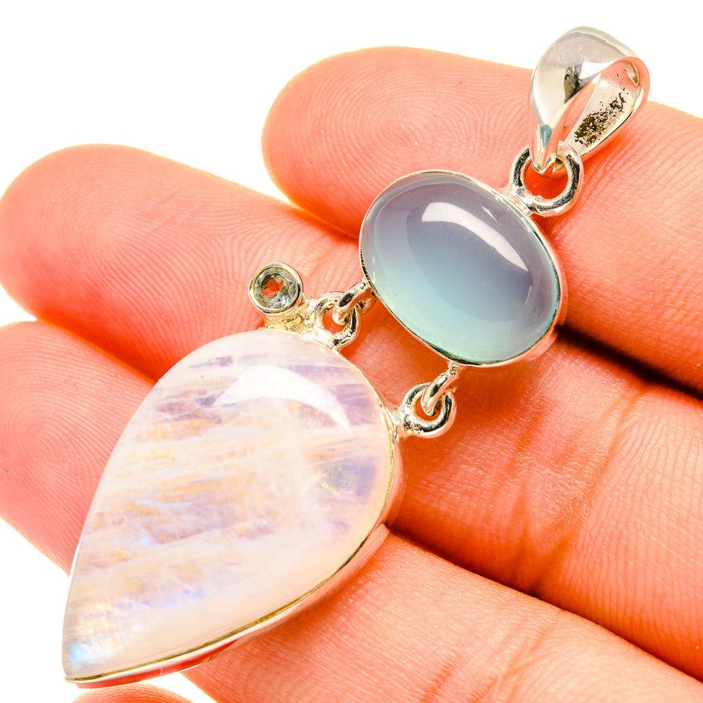 Rainbow Moonstone Pendants handcrafted by Anasilvercos - PD6125