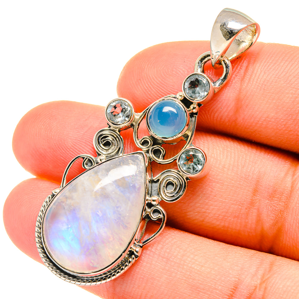 Rainbow Moonstone Pendants handcrafted by Anasilvercos - PD6128