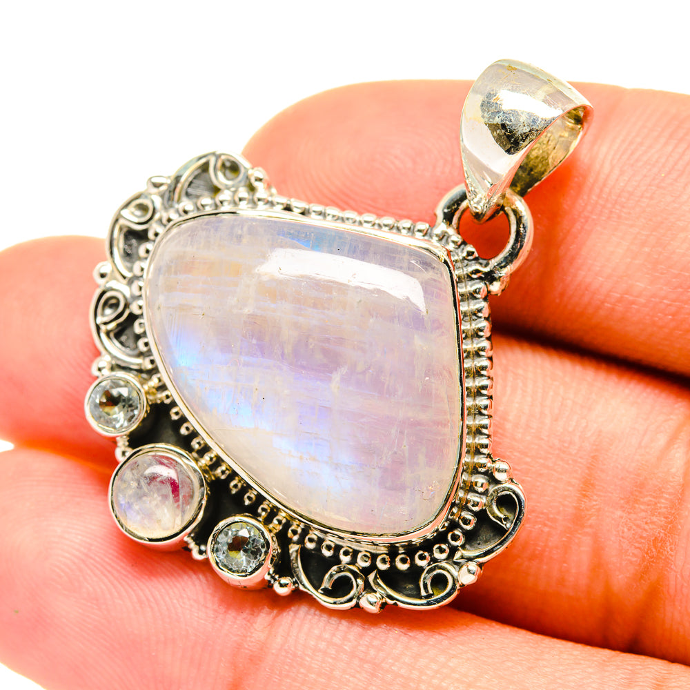 Rainbow Moonstone Pendants handcrafted by Anasilvercos - PD6129