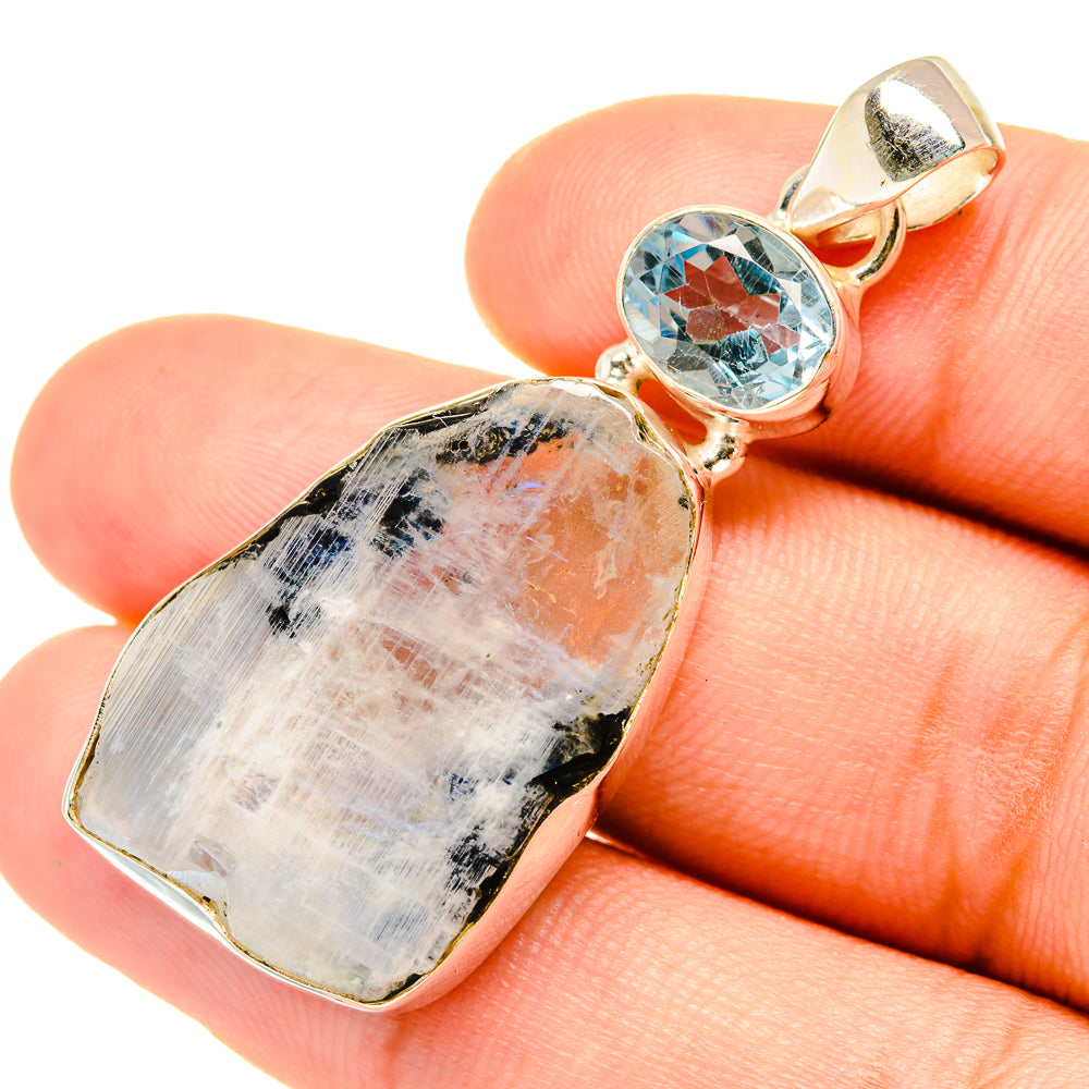 Rainbow Moonstone Pendants handcrafted by Anasilvercos - PD6143