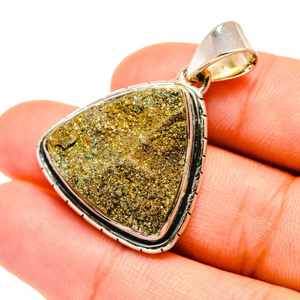 Spectro Pyrite Druzy Pendants handcrafted by Anasilvercos - PD6164