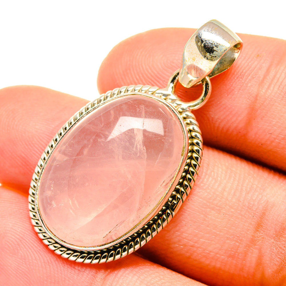 Rose Quartz Pendants handcrafted by Anasilvercos - PD6179