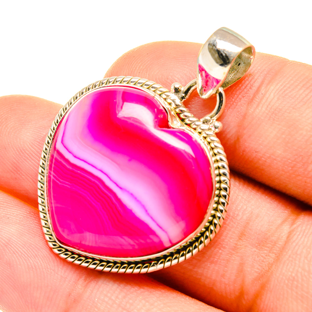 Pink Botswana Agate Pendants handcrafted by Anasilvercos - PD6189