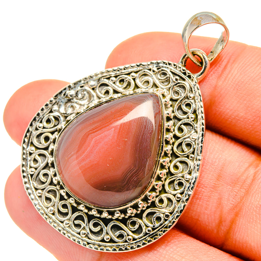 Orange Botswana Agate Pendants handcrafted by Anasilvercos - PD6217