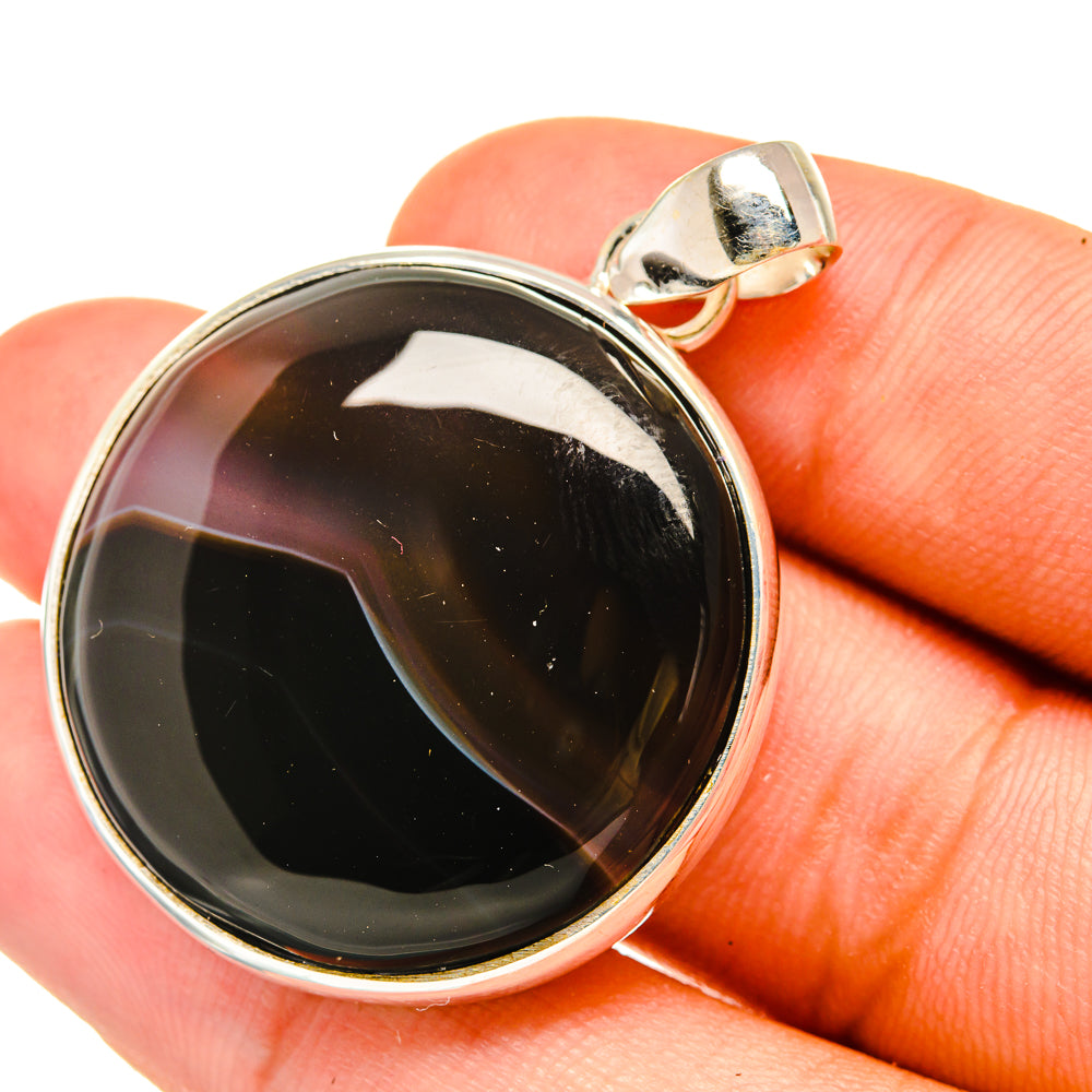 Black Botswana Agate Pendants handcrafted by Anasilvercos - PD6276