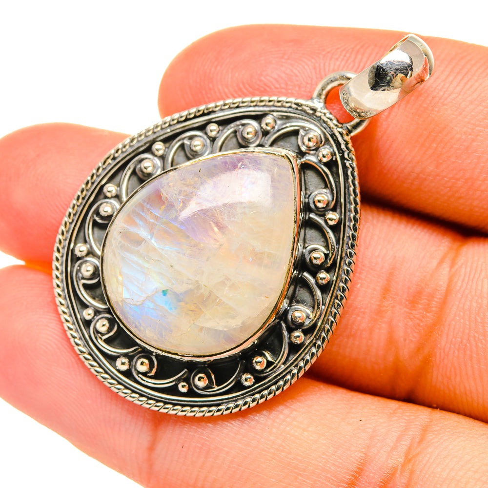 Rainbow Moonstone Pendants handcrafted by Anasilvercos - PD6285
