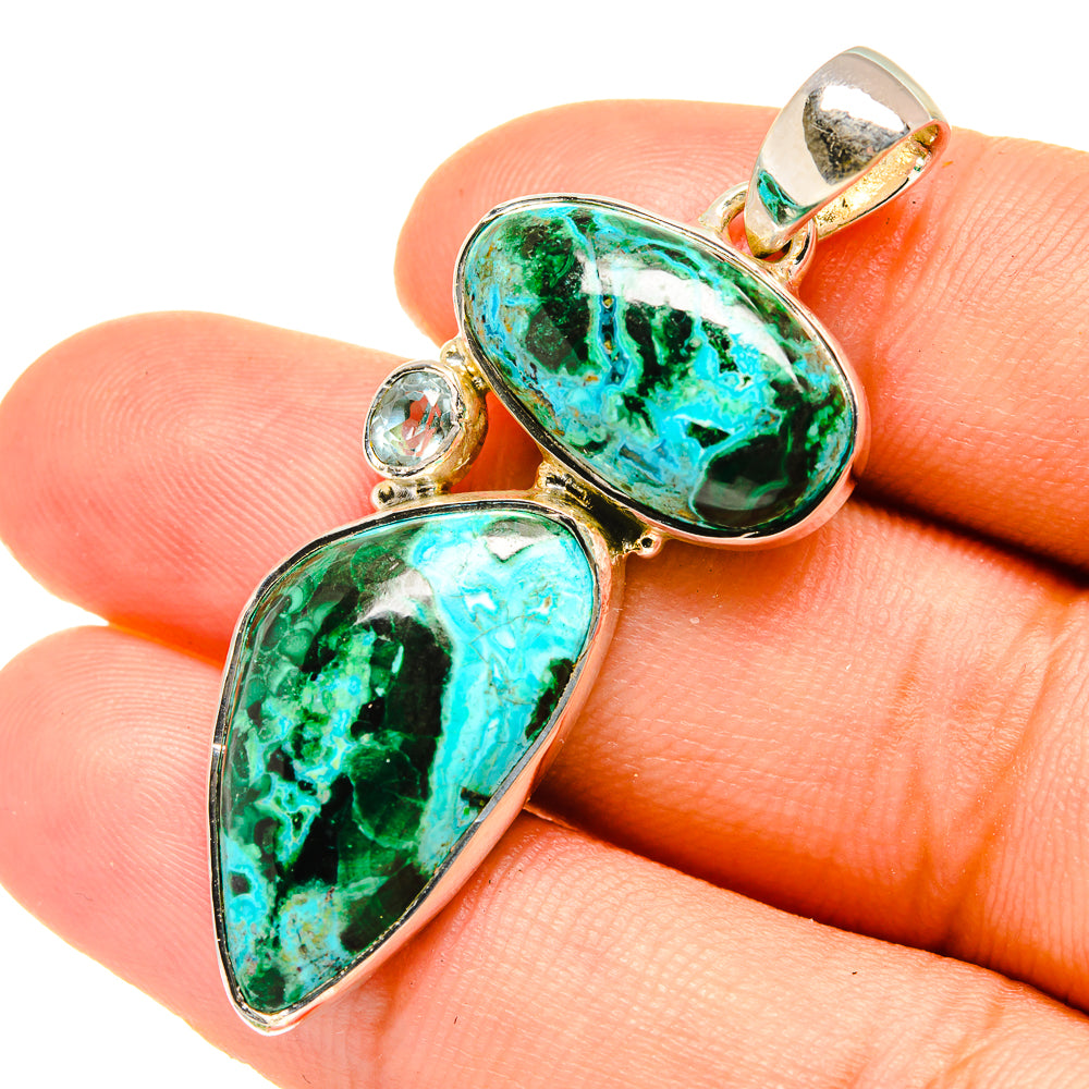 Malachite In Chrysocolla Pendants handcrafted by Anasilvercos - PD6294