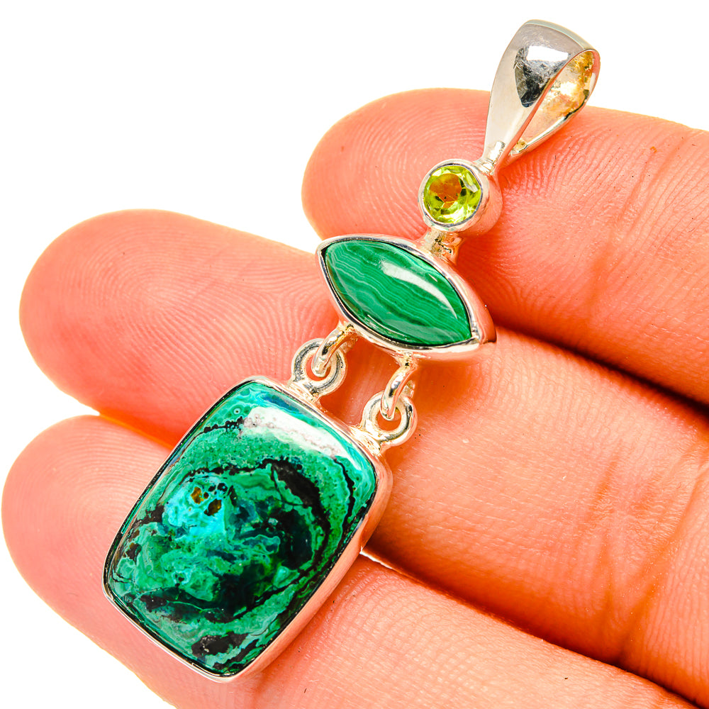 Malachite In Chrysocolla Pendants handcrafted by Anasilvercos - PD6297