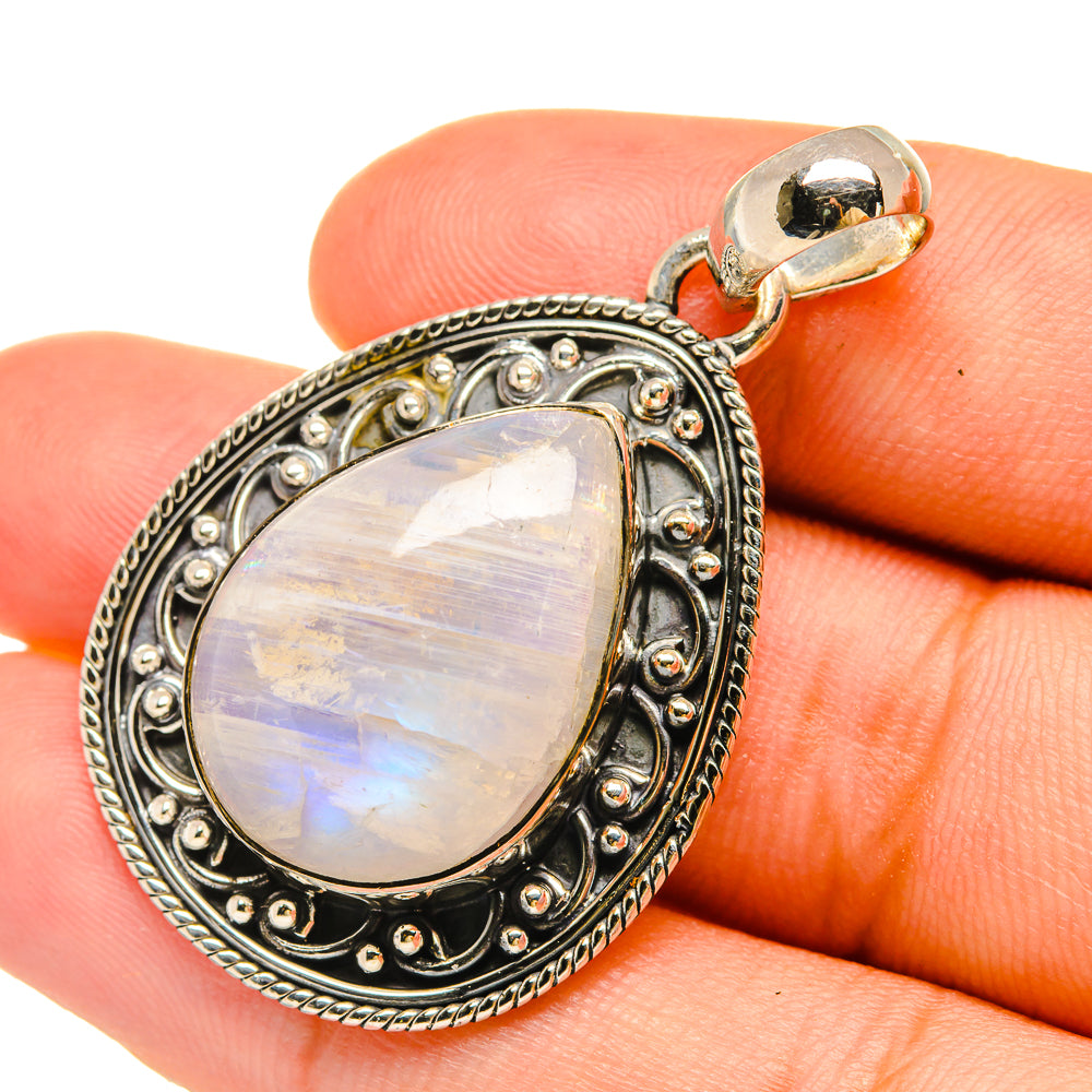 Rainbow Moonstone Pendants handcrafted by Anasilvercos - PD6336