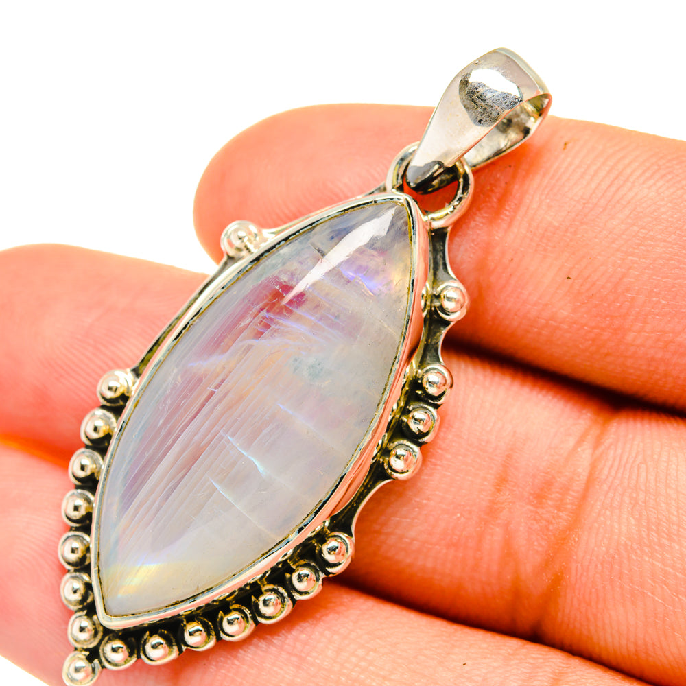 Rainbow Moonstone Pendants handcrafted by Anasilvercos - PD6337