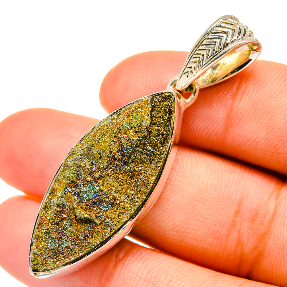 Spectro Pyrite Druzy Pendants handcrafted by Anasilvercos - PD6360