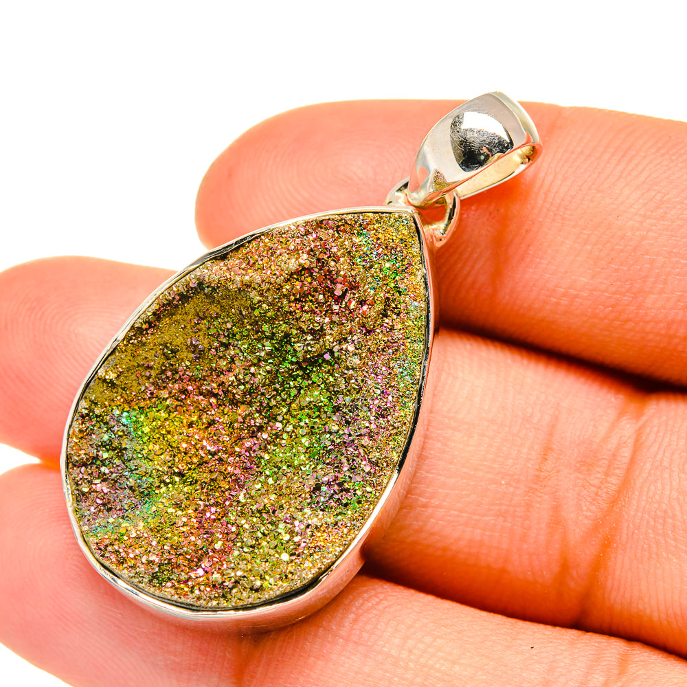 Spectro Pyrite Druzy Pendants handcrafted by Anasilvercos - PD6366