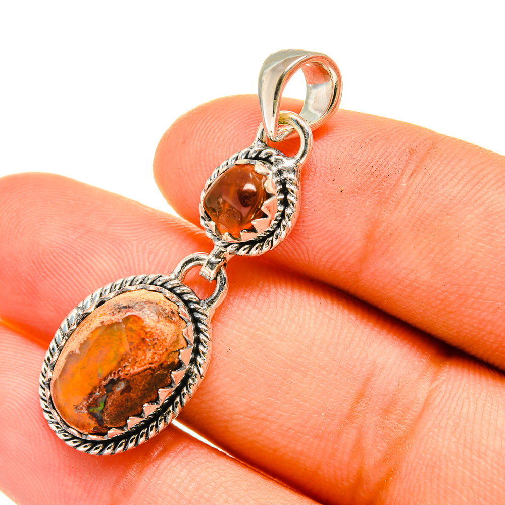 Mexican Fire Opal Pendants handcrafted by Anasilvercos - PD6367
