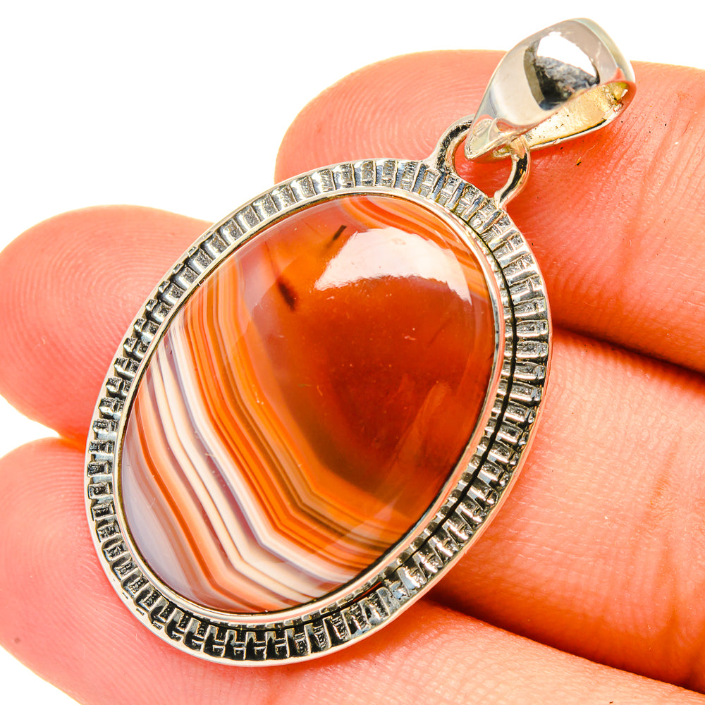 Orange Botswana Agate Pendants handcrafted by Anasilvercos - PD6368