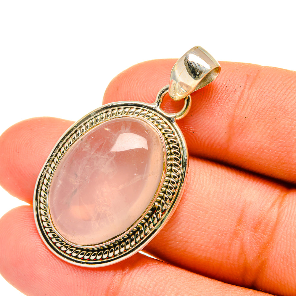 Rose Quartz Pendants handcrafted by Anasilvercos - PD6385