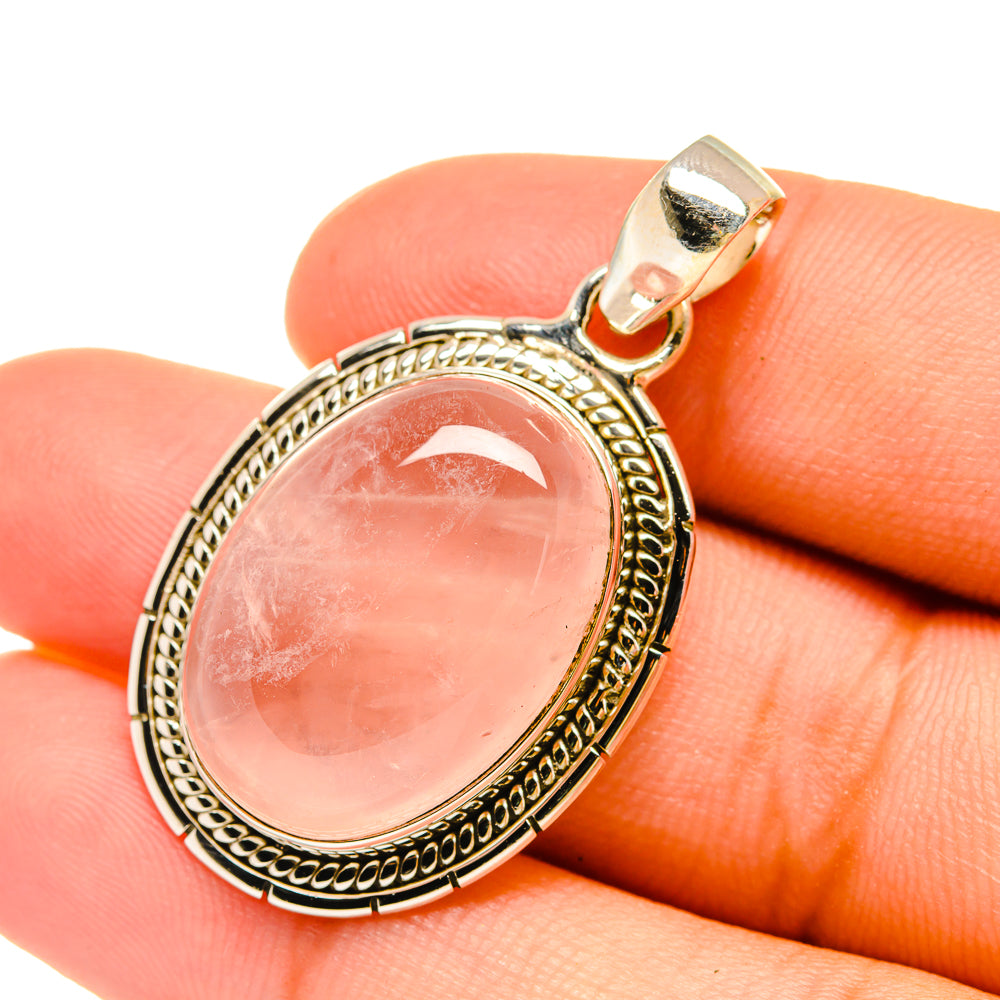 Rose Quartz Pendants handcrafted by Anasilvercos - PD6389