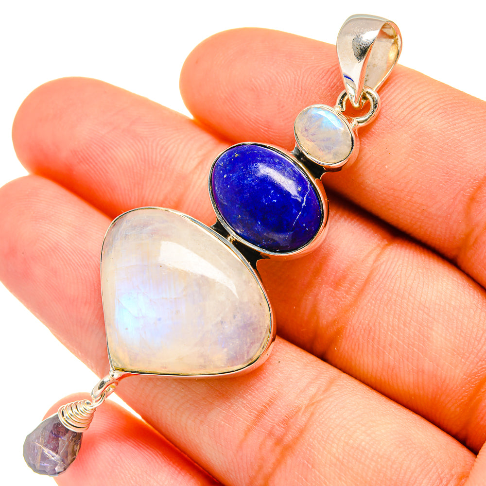 Rainbow Moonstone Pendants handcrafted by Anasilvercos - PD6420