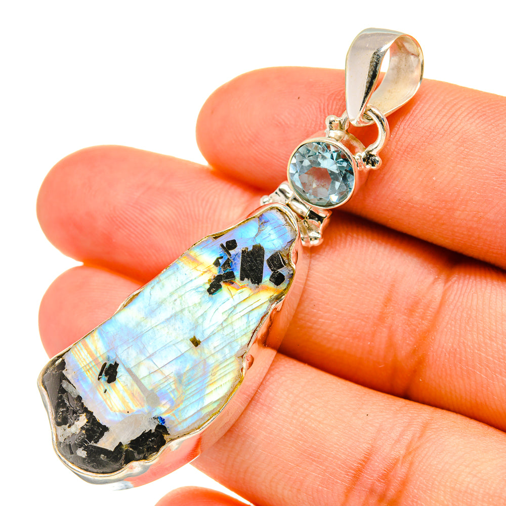 Rainbow Moonstone Pendants handcrafted by Anasilvercos - PD6422