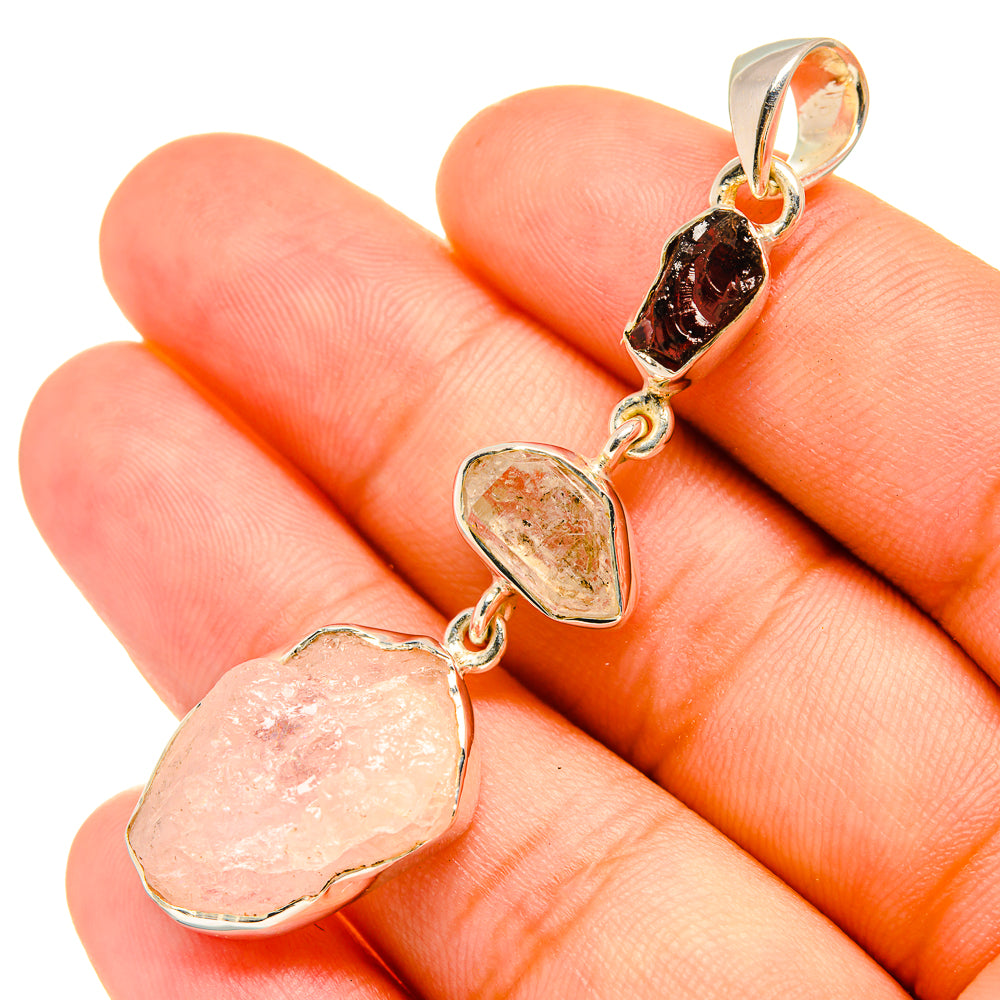 Rose Quartz Pendants handcrafted by Anasilvercos - PD6444