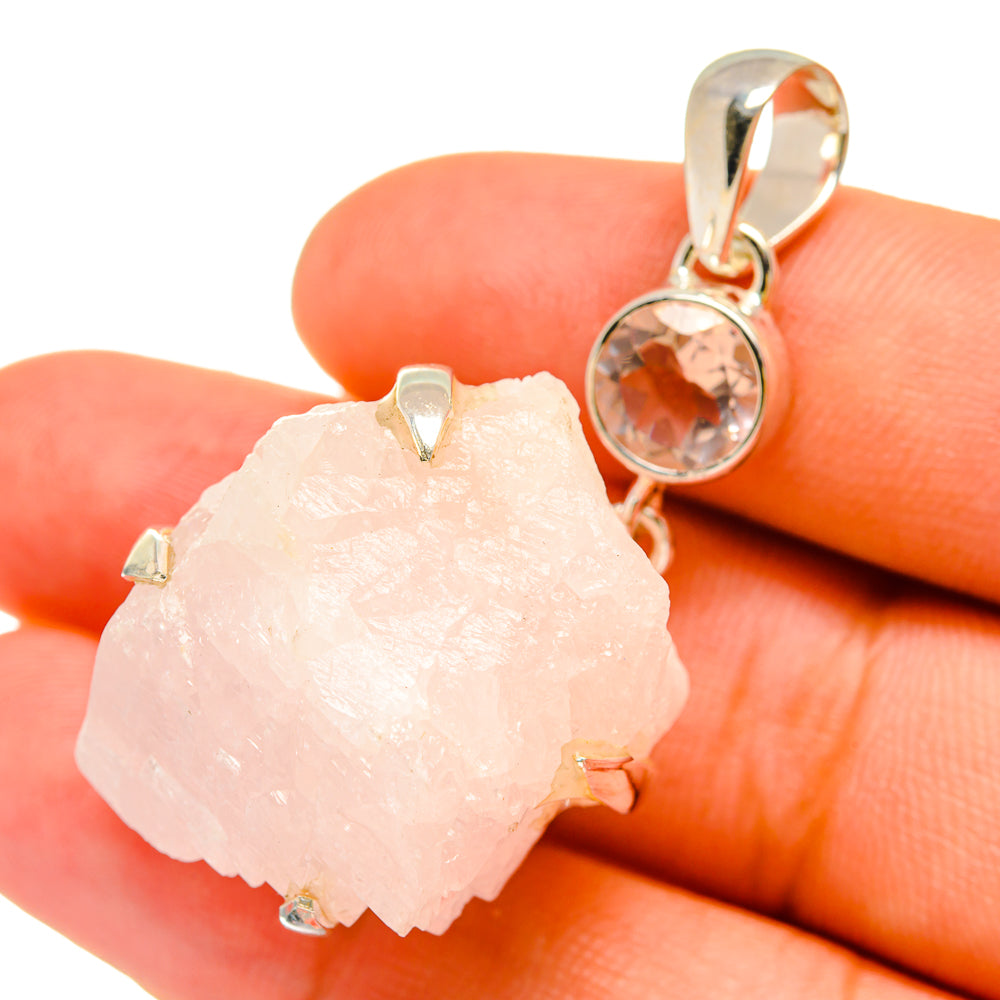 Rose Quartz Pendants handcrafted by Anasilvercos - PD6467
