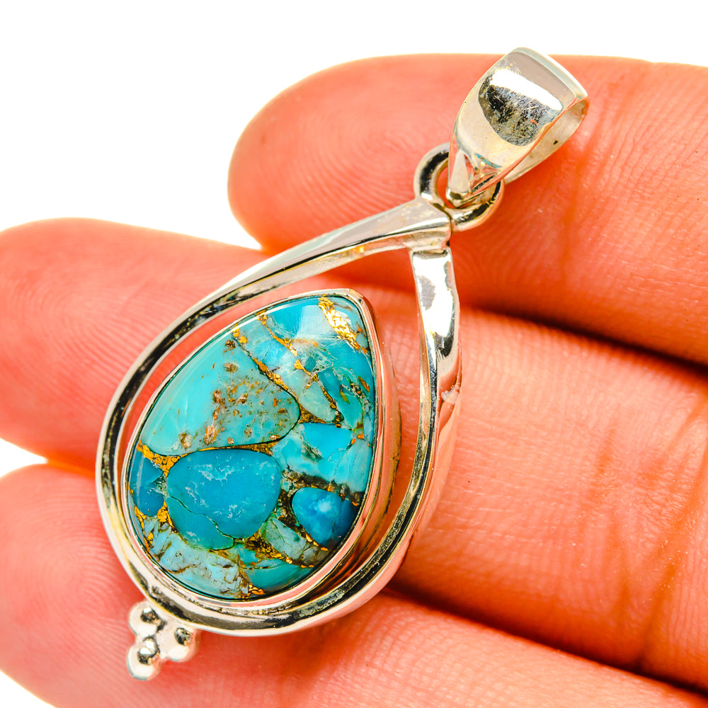 Blue Copper Composite Turquoise Pendants handcrafted by Anasilvercos - PD6469