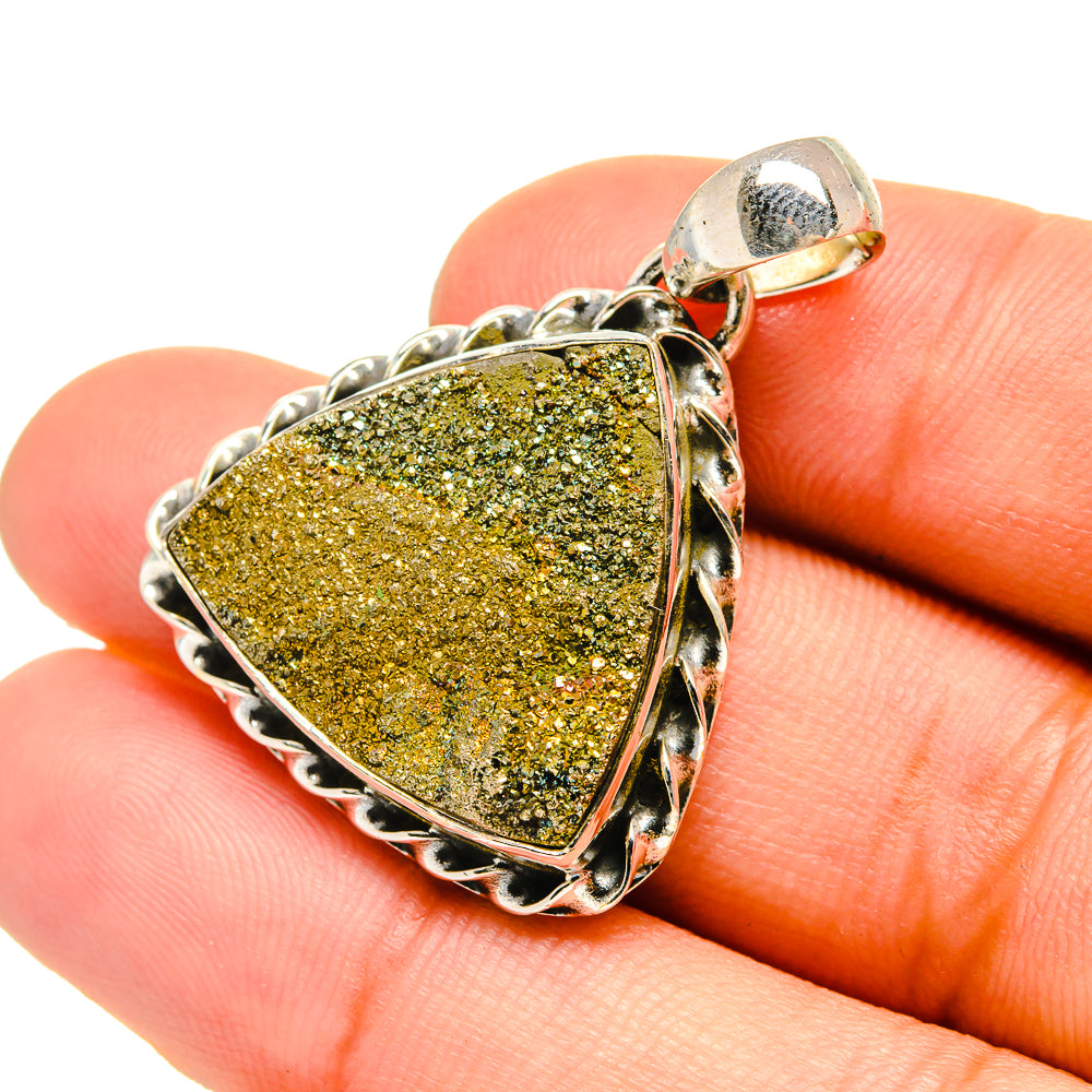 Spectro Pyrite Druzy Pendants handcrafted by Anasilvercos - PD6483