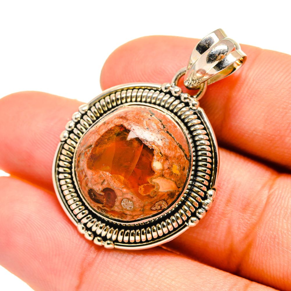 Mexican Fire Opal Pendants handcrafted by Anasilvercos - PD6488