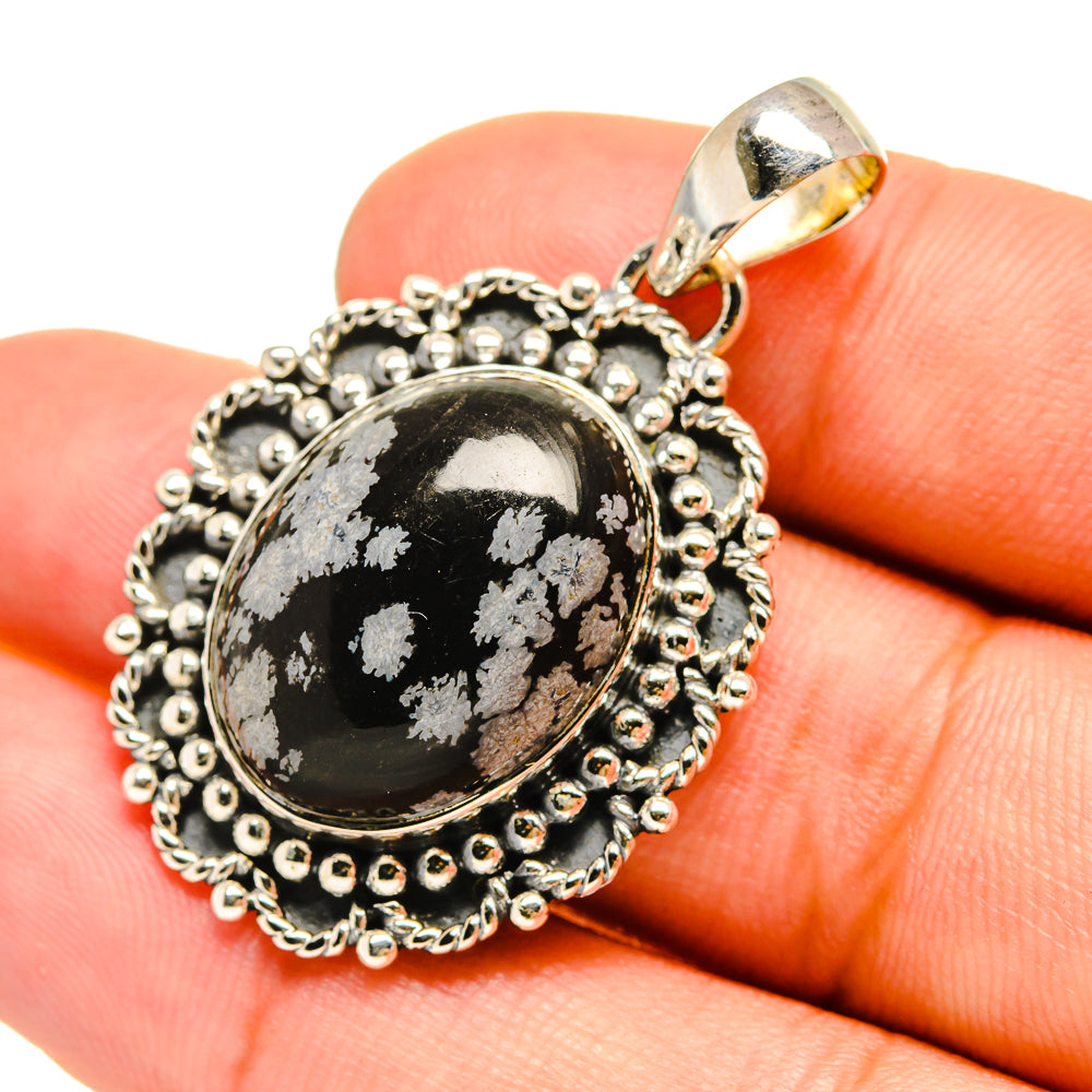 Snowflake Obsidian Pendants handcrafted by Anasilvercos - PD6501