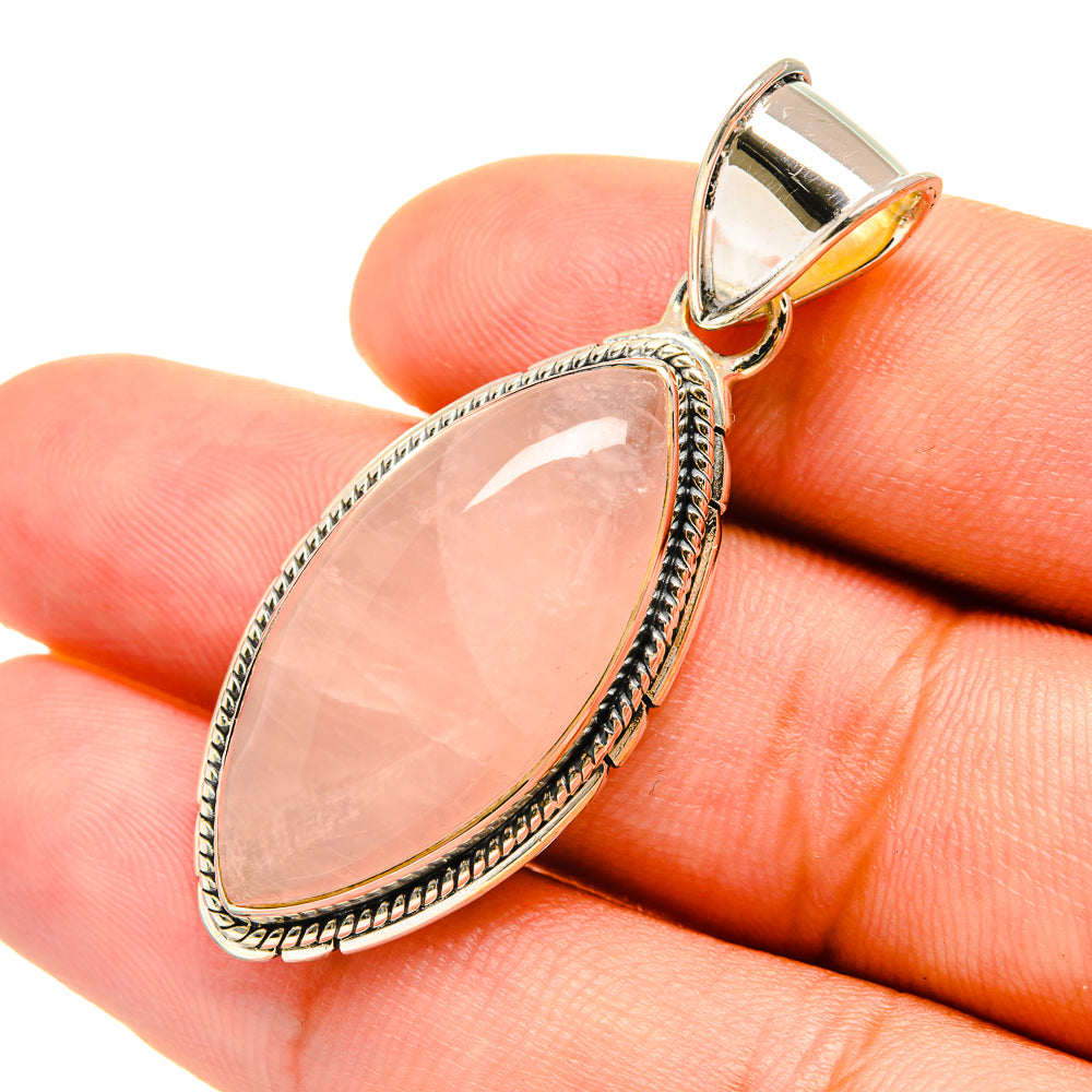 Rose Quartz Pendants handcrafted by Anasilvercos - PD6607