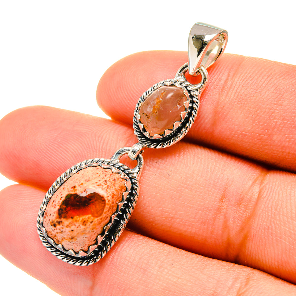 Mexican Fire Opal Pendants handcrafted by Anasilvercos - PD6620