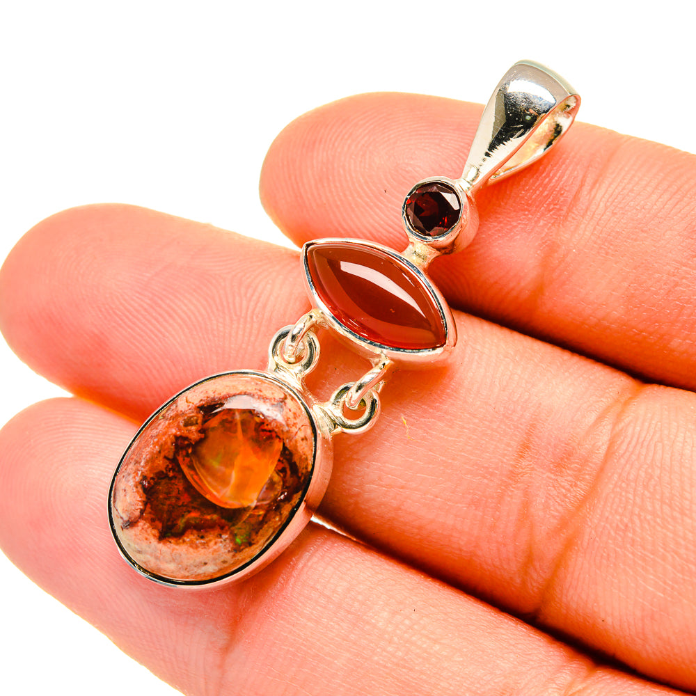 Mexican Fire Opal Pendants handcrafted by Anasilvercos - PD6628