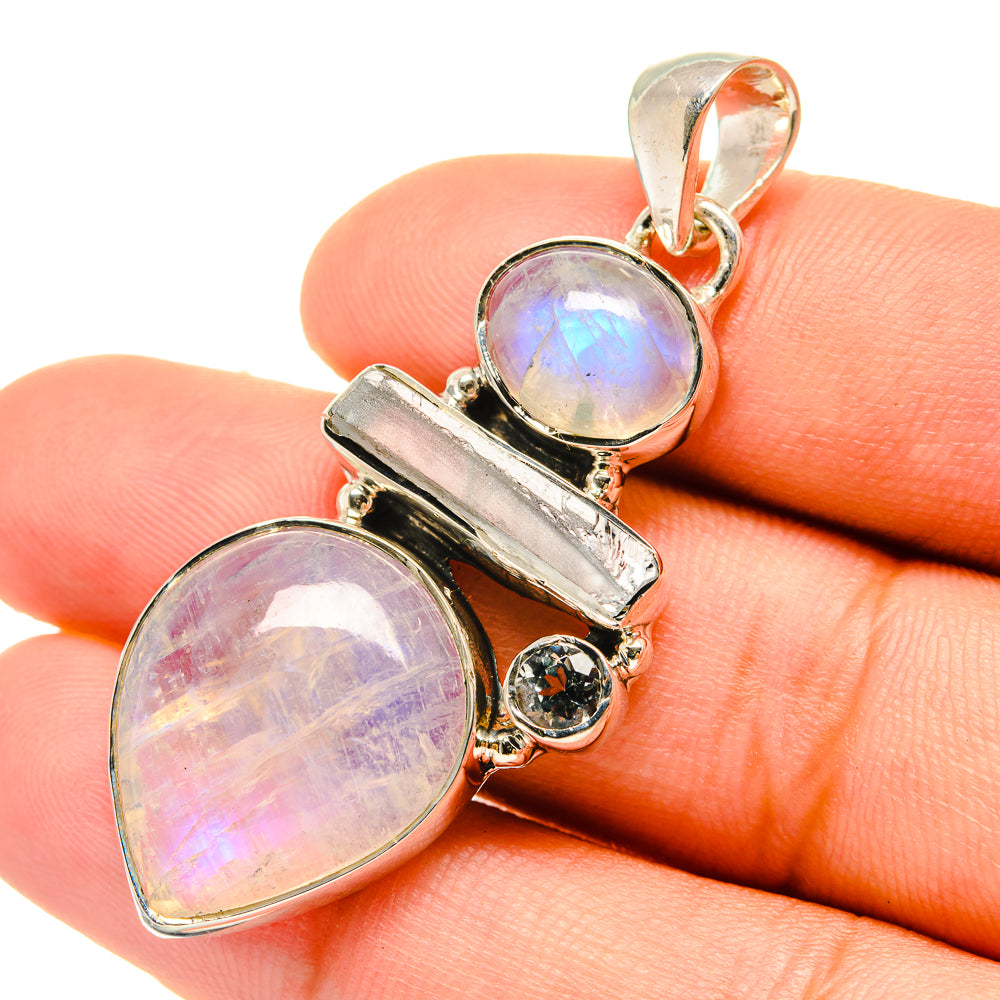 Rainbow Moonstone Pendants handcrafted by Anasilvercos - PD6678