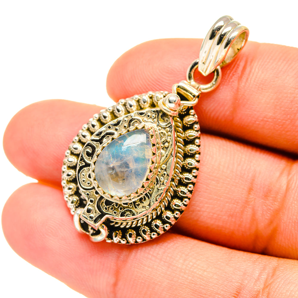 Rainbow Moonstone Pendants handcrafted by Anasilvercos - PD6684