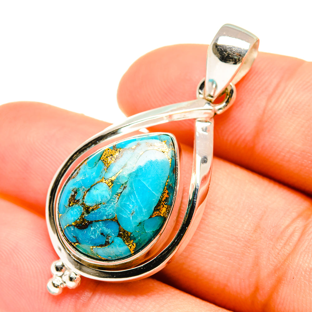 Blue Copper Composite Turquoise Pendants handcrafted by Anasilvercos - PD6740