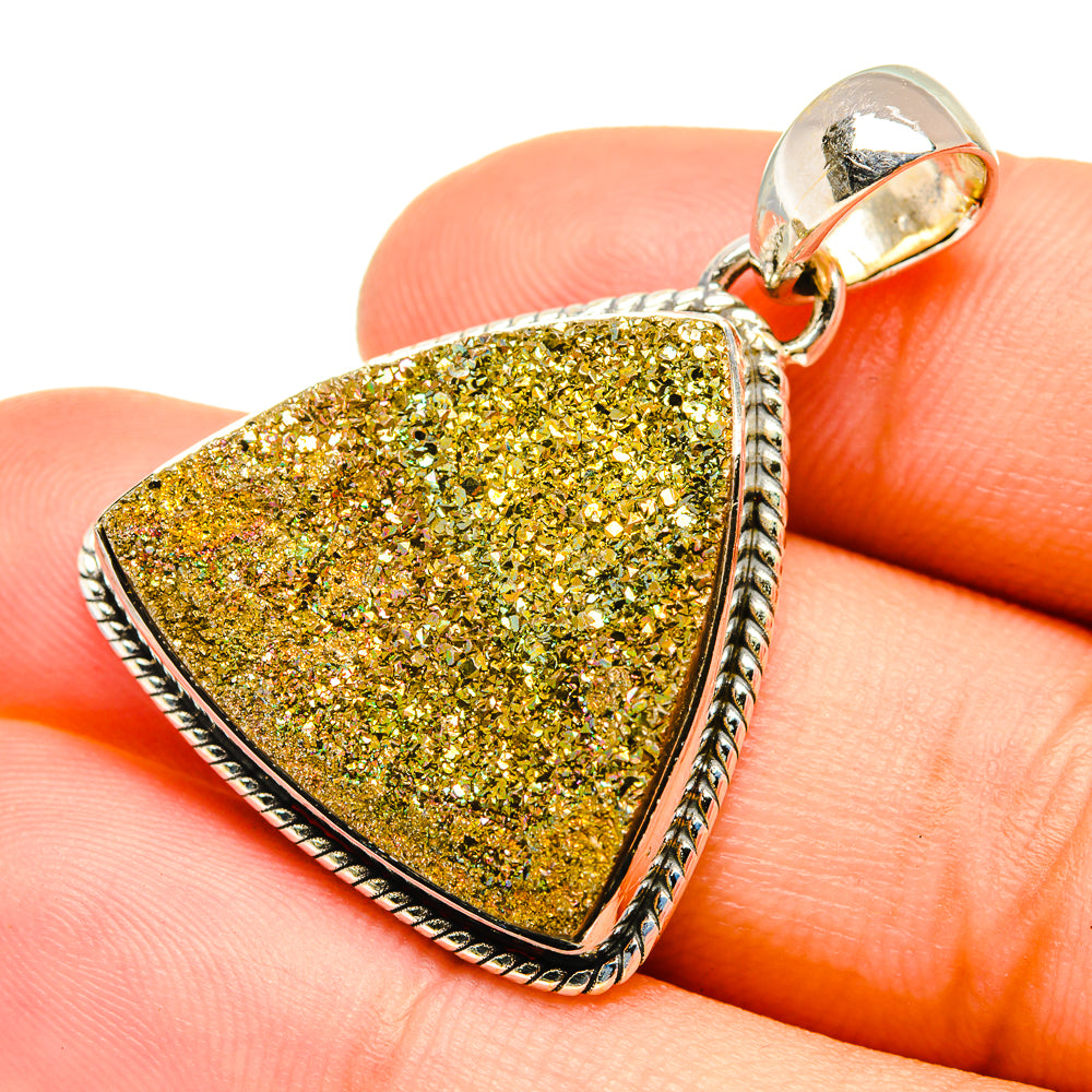 Spectro Pyrite Druzy Pendants handcrafted by Anasilvercos - PD6746