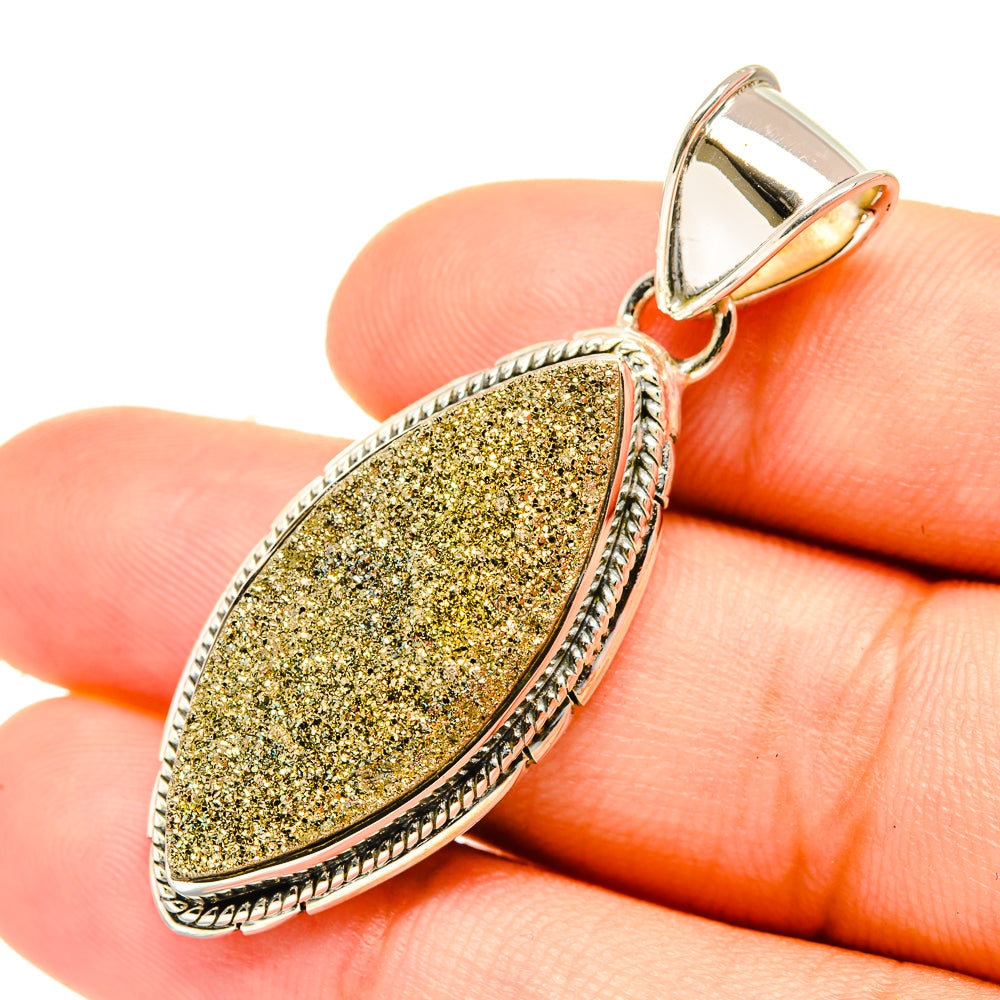 Spectro Pyrite Druzy Pendants handcrafted by Anasilvercos - PD6771